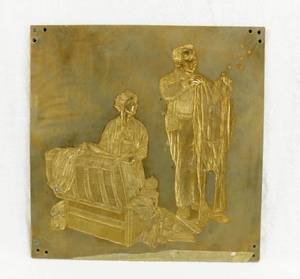 Vintage Norman Rockwell Four Seasons Chilly Reception Brass Embossing Plate