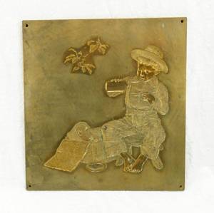 Vintage Norman Rockwell A Boy and His Dog Series Mysterious Malady Brass Embossing Plate