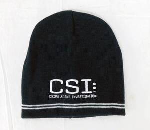 Lot of 24 Navy and White CSI - Crime Scene Investigation Knit Beanies