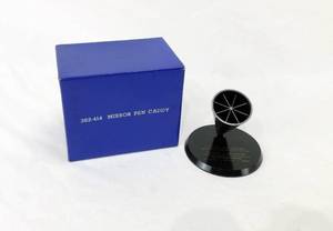 Vintage Black Mirror Pen CaddyHolder Paperweight