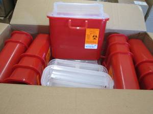 lot 127 image: Medegen 8708 Stackable Sharps Taine...