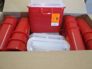 lot 129 image: Medegen 8708 Stackable Sharps Taine...