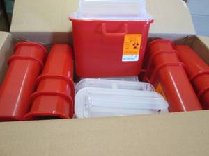 lot 130 image: Medegen 8708 Stackable Sharps Taine...