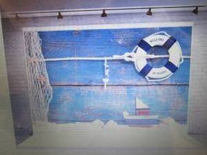 lot 287 image: 3 Yeele 8x6ft Blue Wooden Splint Bo...