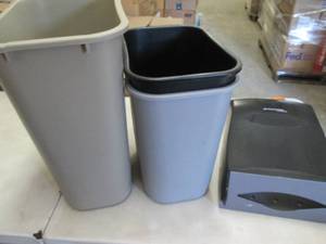 lot 330 image: 3 Waste Baskets, Paper Towel Dispen...