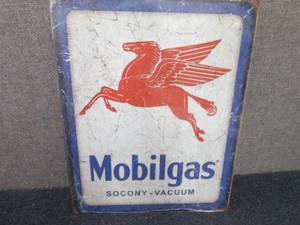 lot 355 image: Metal Mobil Gas Sign 16x12.5 inches...