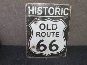 lot 360 image: Metal Route 66 Sign 16x12.5 inches...