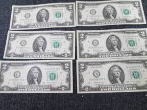 lot 362 image: 6- Sequential Uncirculated $2 Bills...