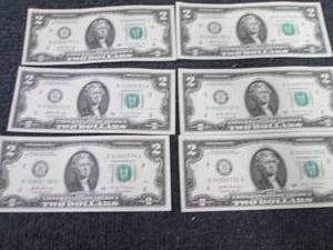 lot 363 image: 6- Sequential Uncirculated $2 Bills...
