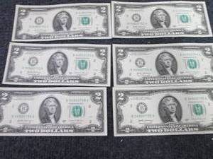 lot 365 image: 6- Sequential Uncirculated $2 Bills...