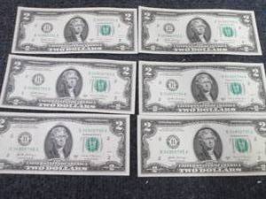 lot 367 image: 6- Sequential Uncirculated $2 Bills...