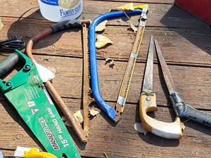 lot 450 image: Lot of (5) Hand Saws - MasterForce 15 Saw, Two Tree Saws, Two Hole Saws