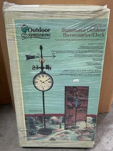lot 149 image: Illuminated Outdoor ThermometerClock