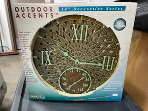 lot 120 image: Outdoor Decorative Clock and Thermometer