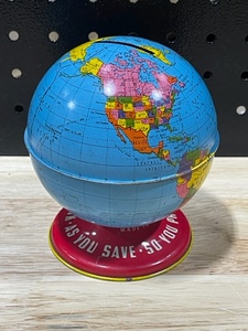 lot 68 image: Small Metal Globe Coin Bank