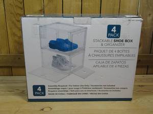 lot 21 image: Stackable Shoe Sneakers Box & Organizer 4 Pack