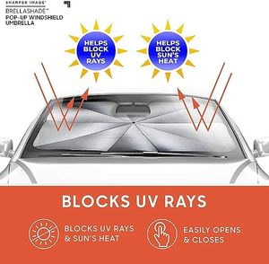 lot 69 image: Set of 3 Sharper Image- BrellaShade Pop-Up Windshield Umbrella Sunshade Screens-Out of Box