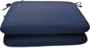 lot 86 image: Set of 2 Sunbrella Solid fabric 2 pack 18 in. Square seat pad- 18W x 18D x 2.5H - Canvas Navy