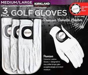 lot 118 image: KIRKLAND SIGNATURE Golf Gloves Premium Cabretta Leather Left Hand Glove Sz Medium-Large