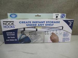 lot 113 image: Nook Hooks - Under Shelf Storage - As Seen on TV-1 Pack-Set of 2