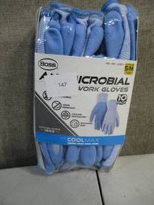 lot 147 image: Boss Womens Antimicrobial Work Gloves with COOLMAX, Blue, ML (Pack of 10)