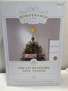 lot 152 image: LED LIT ROTATING STAR TREE TOPPER W ROTATING SANTA TRAIN MERRY CHRISTMAS