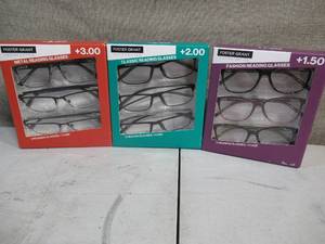 lot 138 image: 3 Pack Foster Grant Designer Fashion Reading Glasses- 1.502.003.00