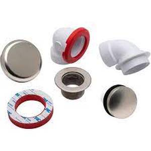 lot 161 image: Oatey Touch Toe Sch. 40 PVC Bath Waste Half Drain Kit in Brushed Nickel
