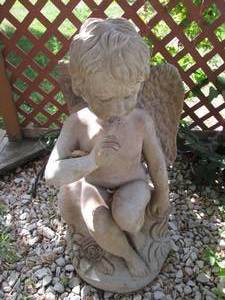 lot 198 image: Cement angel figure, over 2 feet tall