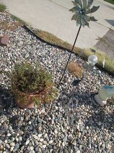 lot 209 image: 3 Metal garden decor pieces, 2 have solar lights