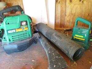 lot 241 image: Gas powered Barracuda super blower mulching vac and electric Weedeater ground sweeper