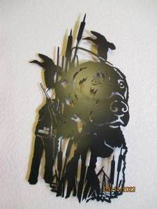 lot 102 image: Laser etched metal Hunting scene wall art