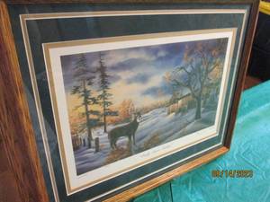 lot 112 image: Early Snow Sentry signed and numbered Rooney Oleson framed and double matted print 