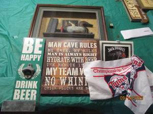 lot 113 image: Duck themed Shadowbox and man cave decor
