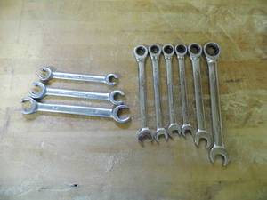 lot 26 image: 6 piece SAE Performax ratcheting Wrench set with a 3 piece flare wrench set