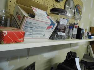 lot 258 image: Shelf loaded with a huge Assortment of hardware supplies