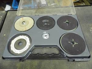 lot 276 image: Encased accessory set for use with an angle grinder or multi-tool