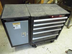 lot 283 image: 26 Performax 5-drawer rolling tool chest and BONUS Performax side mounting storage cabinet 