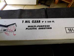 lot 299 image: Partial 9x250 box of 1 mil multipurpose plastic sheeting