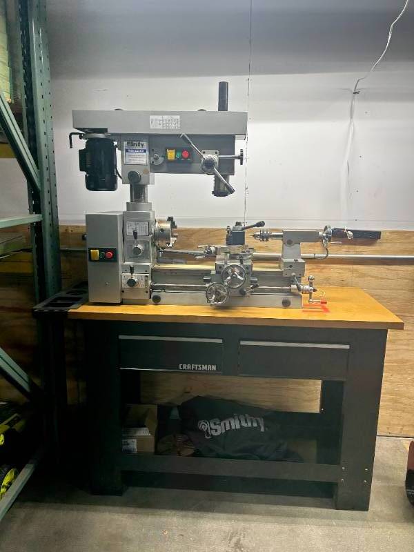 SMITHY MIDAS 1220 Lathe with CRAFTSMAN Workbench and Tools for
