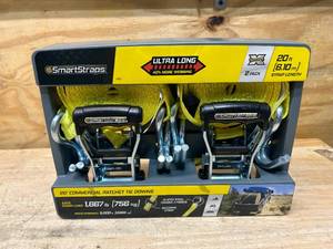 lot 39 image: SMARTSTRAPS Pack of 2- 20 ft Commercial Ratchet Tie Downs