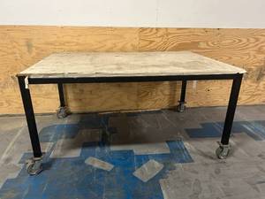 lot 54 image: Large, Heavy Duty Work Table on Casters
