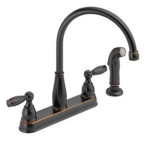 lot 5 image: DELTA Foundations 2-Handle Standard Kitchen Faucet with Side Sprayer in Oil-Rubbed Bronze