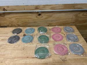 lot 91 image: Lot of 13- Durable Silicone Shower Drain Covers- Hair StopperDrain Protectors