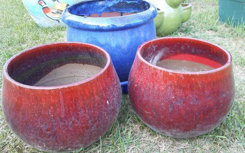 lot 571X image: Red and Blue Planters.