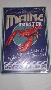 lot 542 image: New Maine Lobster Metal Sign.