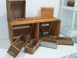lot 564 image: Vintage Wood Boxes (6) and More.