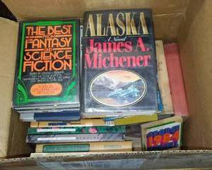 lot 648 image: Books, Books, Books (4 Boxes) Variety, Paperback, Hardcover.