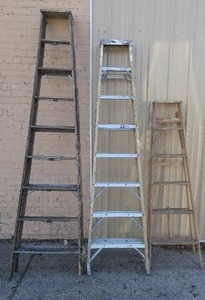 lot 744 image: Wood and Fiberglass Ladders (3).