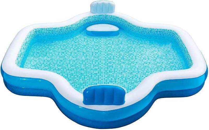 lot 462 image: NEW Members Mark Elegant Mosaic Family Pool 10 Feet Long 2 Inflatable Seats with Backrests
